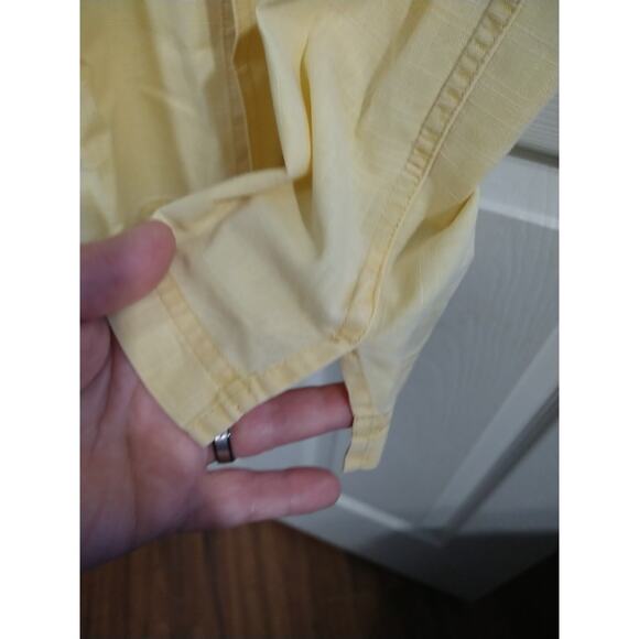 St John's Bay Shirt Men L Yellow Short Sleeve Button Down Pockets Summer - Picture 6 of 7
